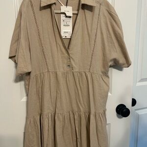 Zara Cream Linen Blend Top